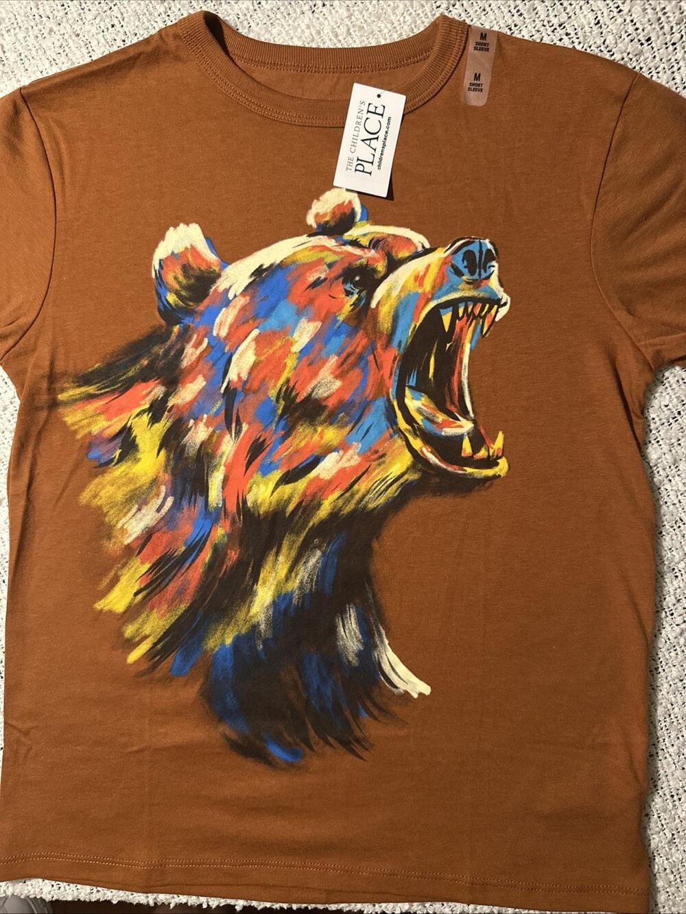 The Children's Place Boys Bear Crew Neck T-Shirt Brown Size M New